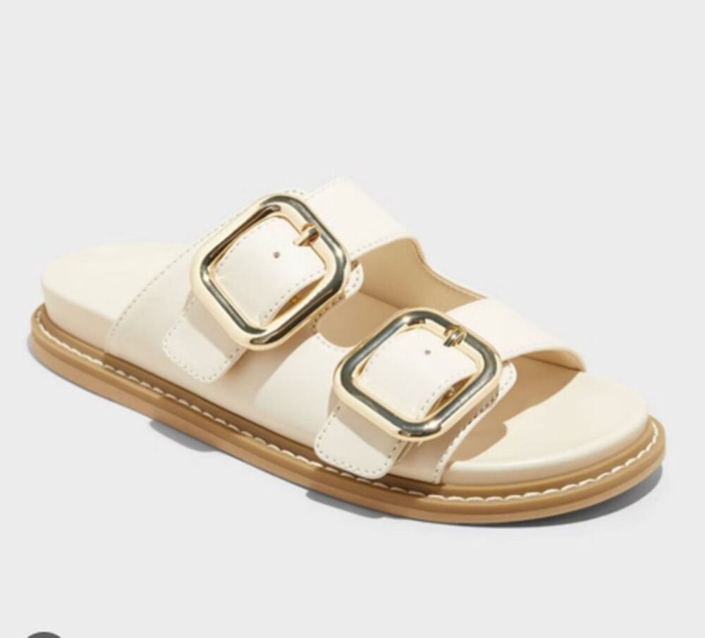 Universal Thread Collin Double Buckle Footbed Women's Size 6 Slides